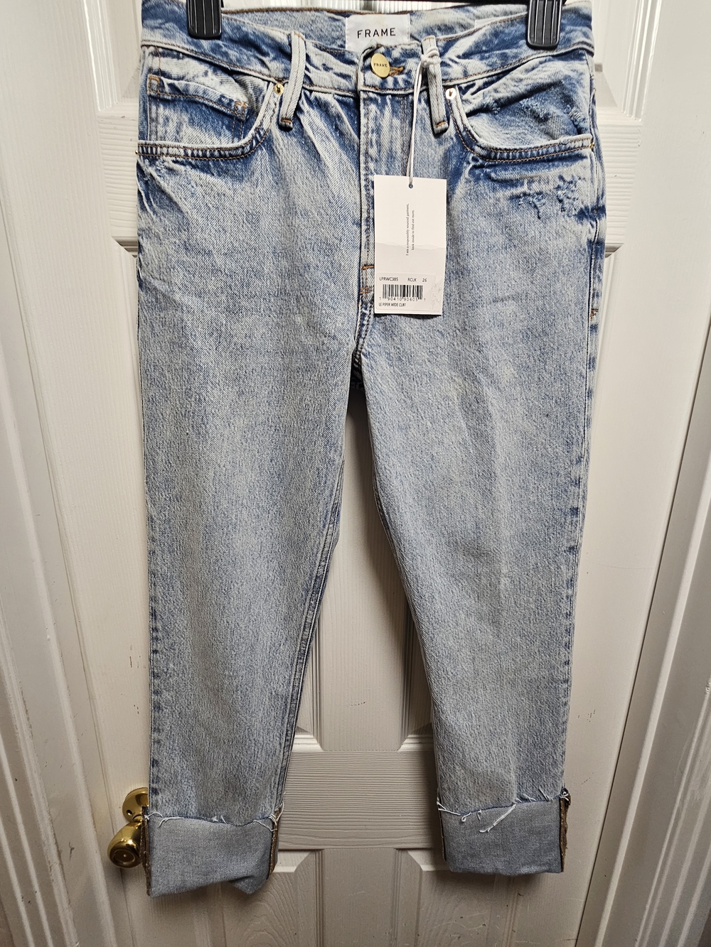 NWT FRAME Le Piper Wide Cuff Straight Leg Jeans Size 26